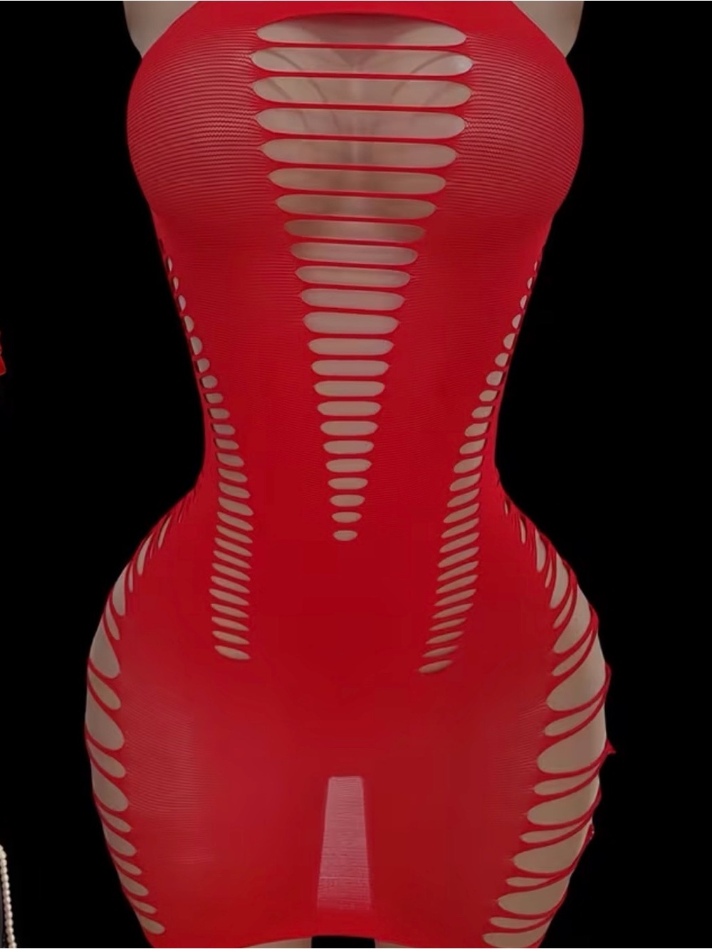 Red Cutout Bodycon Chemise Slip